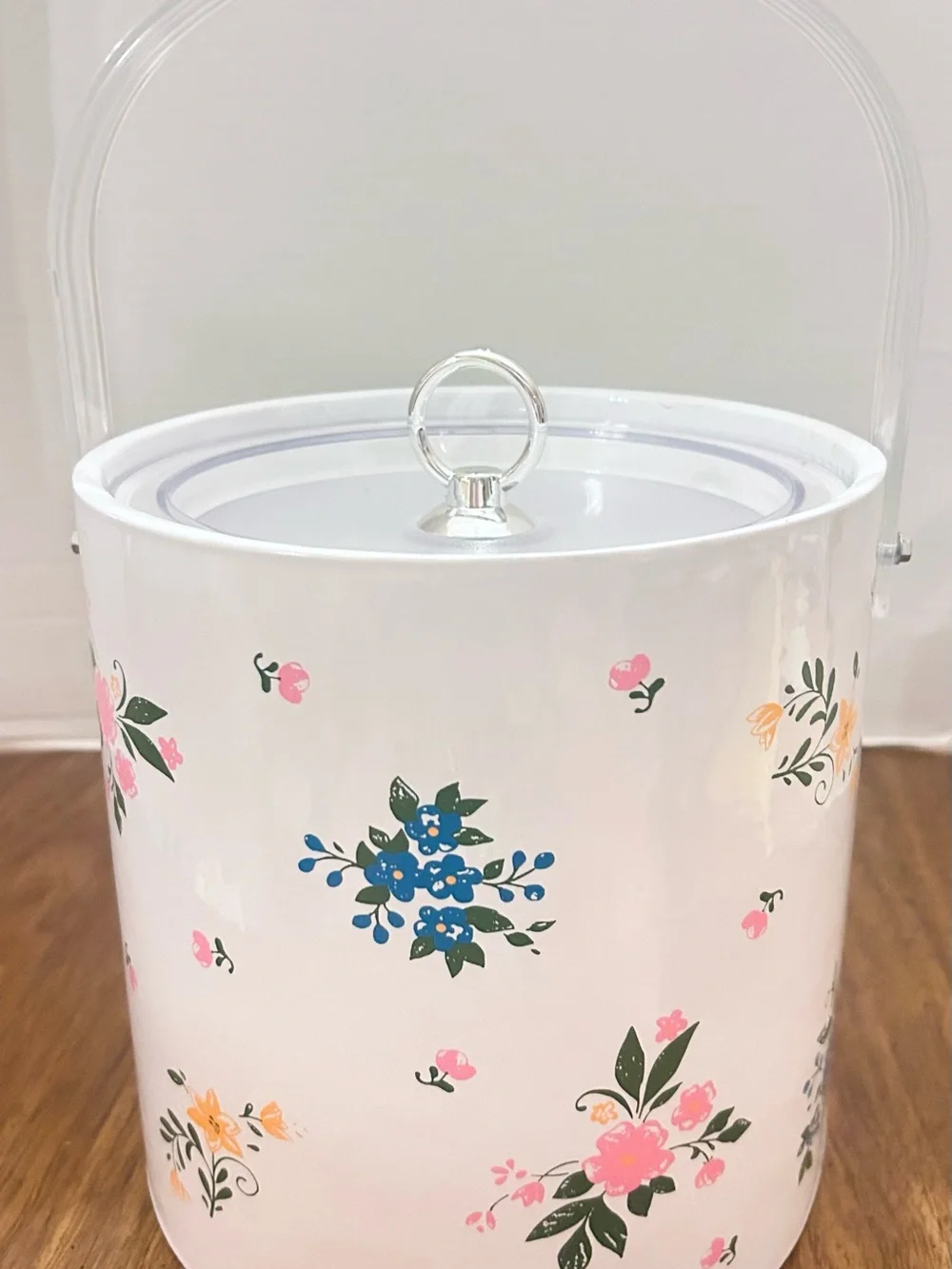 Vintage Coquette Girl Floral Cottagecore Ice Bucket with Clear Lid and Handle